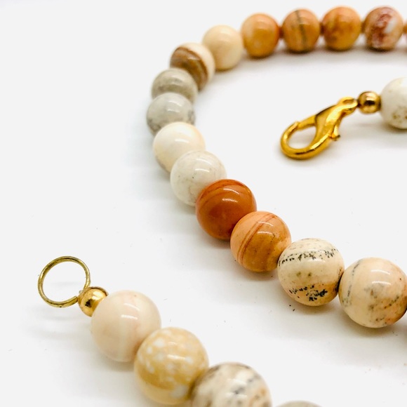 Modern Vintage Jasper Stone Bead Necklace - Picture 7 of 12